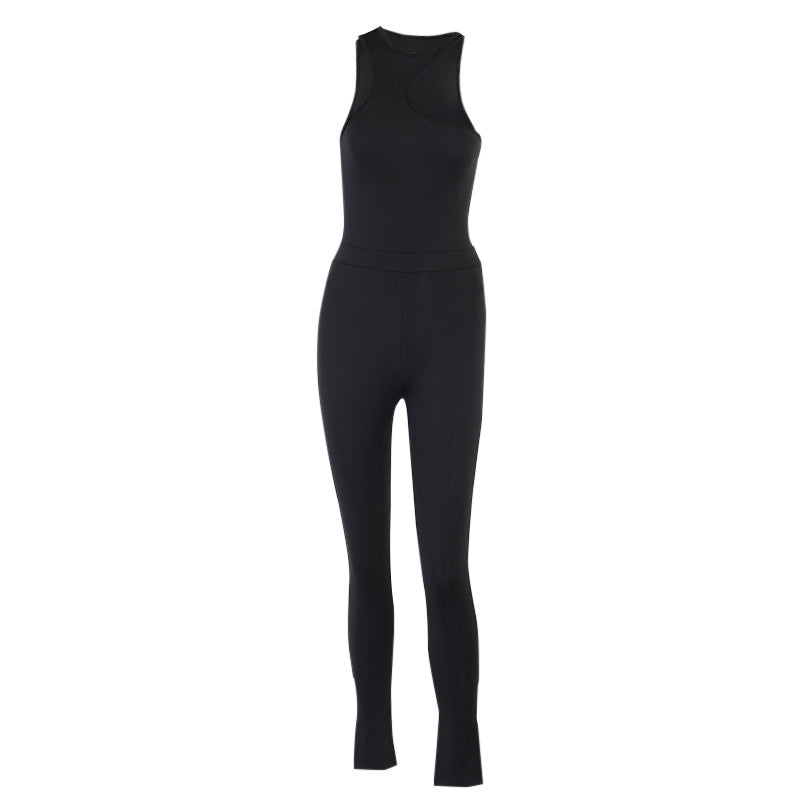 One-Shoulder Bodysuit Tight-Fitting Basic Pants Suit Women